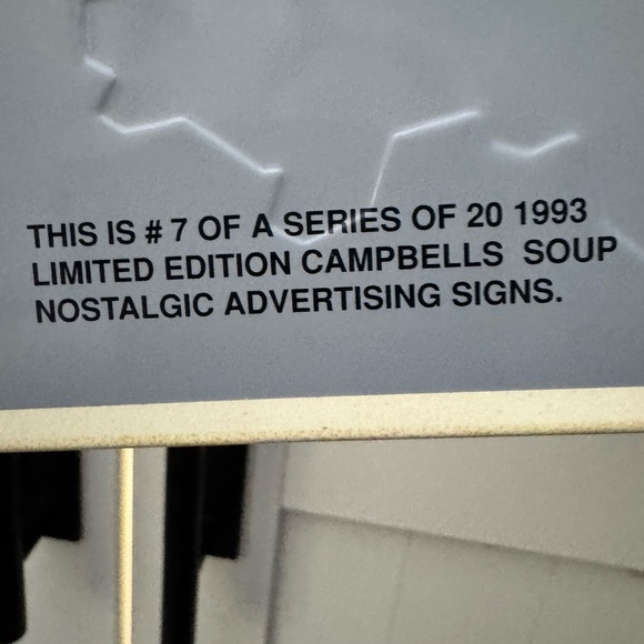 1993 Campbell’s Soup Metal Sign – Soup ’N Crackers Vintage Advertising Art - Picture 3 of 7